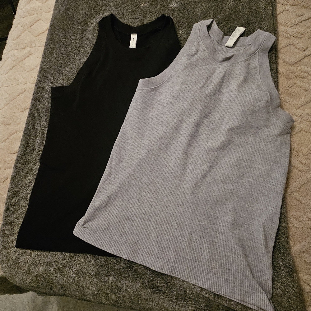 Black and Gray Sleeveless Tops